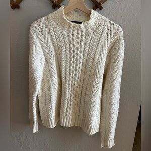 Lands' End Women's Ivory Cable Knit Sweater